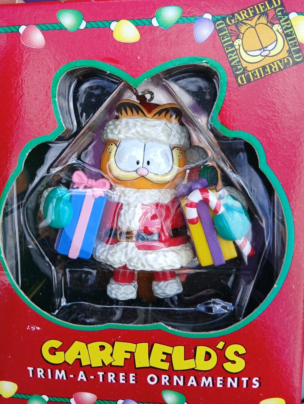Vintage Garfield Santa Christmas Ornament NIB